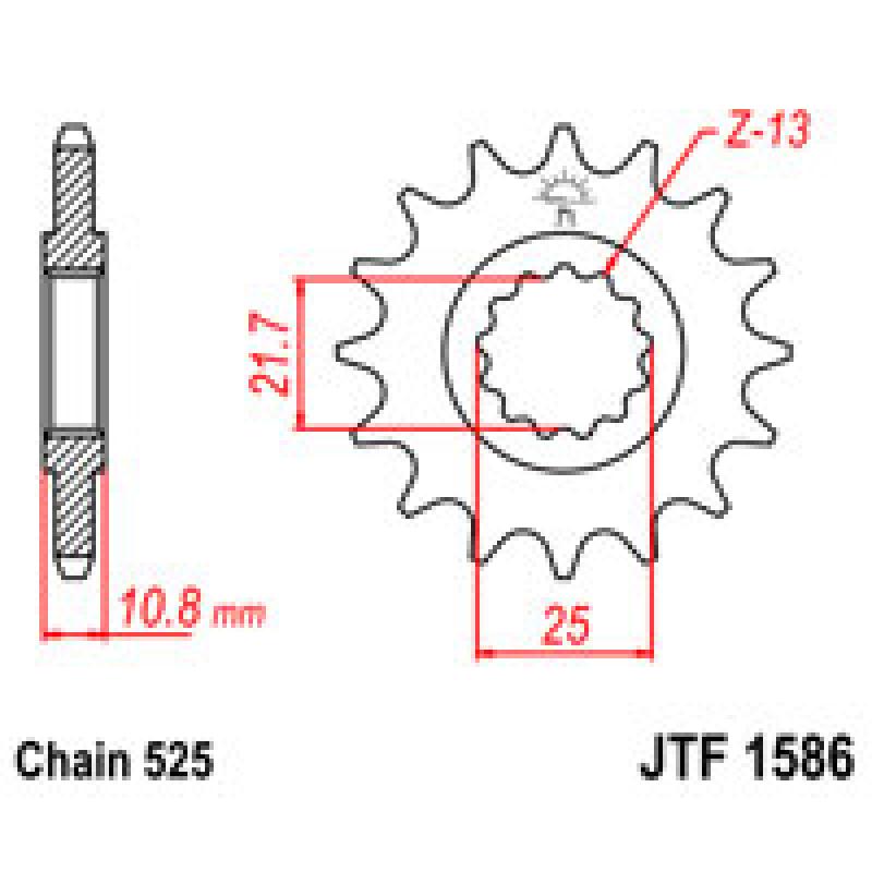 Купить Звездочка передняя JT Sprockets (шаг 525 ) JT JTF1586